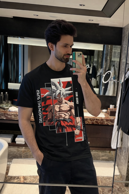 Ultra Instinct Goku – Anime Power Graphic Uni-Sex T-Shirt (Black)